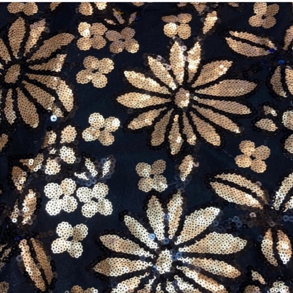 “Say What?” Woman’s High waisted Black & Gold Mesh floral sequin shorts medium - Picture 3 of 8